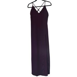 Tobi Maxi Dress Plum Purple Cross Back Sleeveless Leg Slit Women’s Small